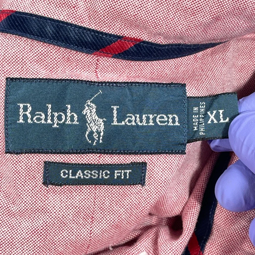 Ralph Lauren Button Down Shirt Men XL Pink Classic Fit Oxford Cotton Long Sleeve